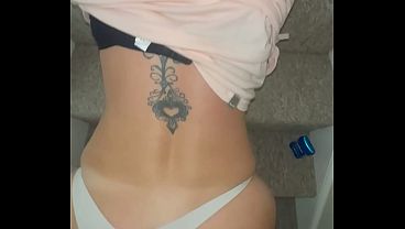 Fuck stepmom on the stairs, finish on her back