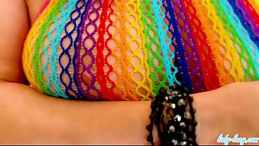 Lady Lucy Gresty in kinky boots and fishnet dress