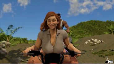 Curvy wife and Her Husband ride during a jungle vacation
