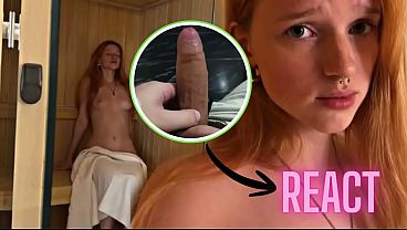 React: My stepsister blushes at the sight of my erect penis in the sauna - it'_s her first sexual experience | Kuporovaa Krupa