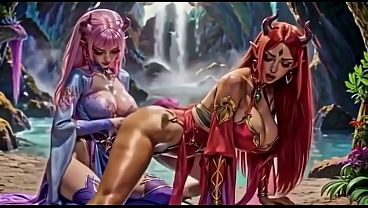 A girl showing her friend how to twerk nice, Ai animation