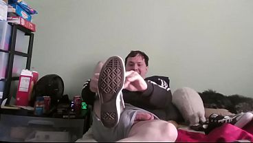 White Guy Playing with his Penis in Converse Shoes