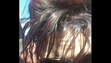 Emo slut gets throated in car ride