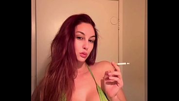 Italian Big tits Milf Artemisia Love big tits fetish smoking session