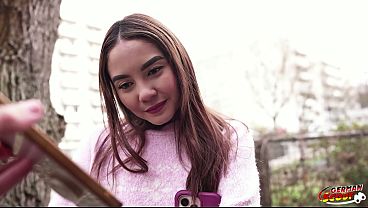 GERMAN SCOUT - Half Asia Latina Allison Sweet with saggy Tits Pick Up for Hard Casting Fuck