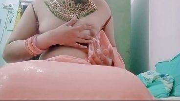 Indian Gay Bottom Crossdresser Gaurisissy feeling horny in silky saree real homemade sex