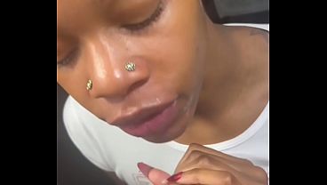 Sexy Ebony Throat Queen Sucking Spitty Sloppy Big Dick