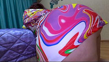 Mature stepmom was lying on the bed and did not know that her stepson was about to fuck her big ass in anal