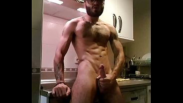 [Kitchen] Muscular guy eating his own cum after intense solo [POV]