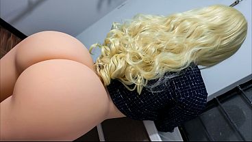 Hot blonde with a big ass fucking a subscriber with a thick cock_ she gets a load of cum an exciting shot upon condom removal (AI-Generated) (Realistic Sex Doll) (Over 18)