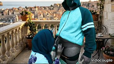 Pretty Muslim Wife Deep throat Blowjob and cum swallowing