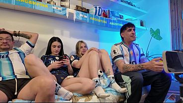 Argentina 2 England 1: The stream got out of hand, and we ended up having rough sex with Keila, Chavita, and Fefo!